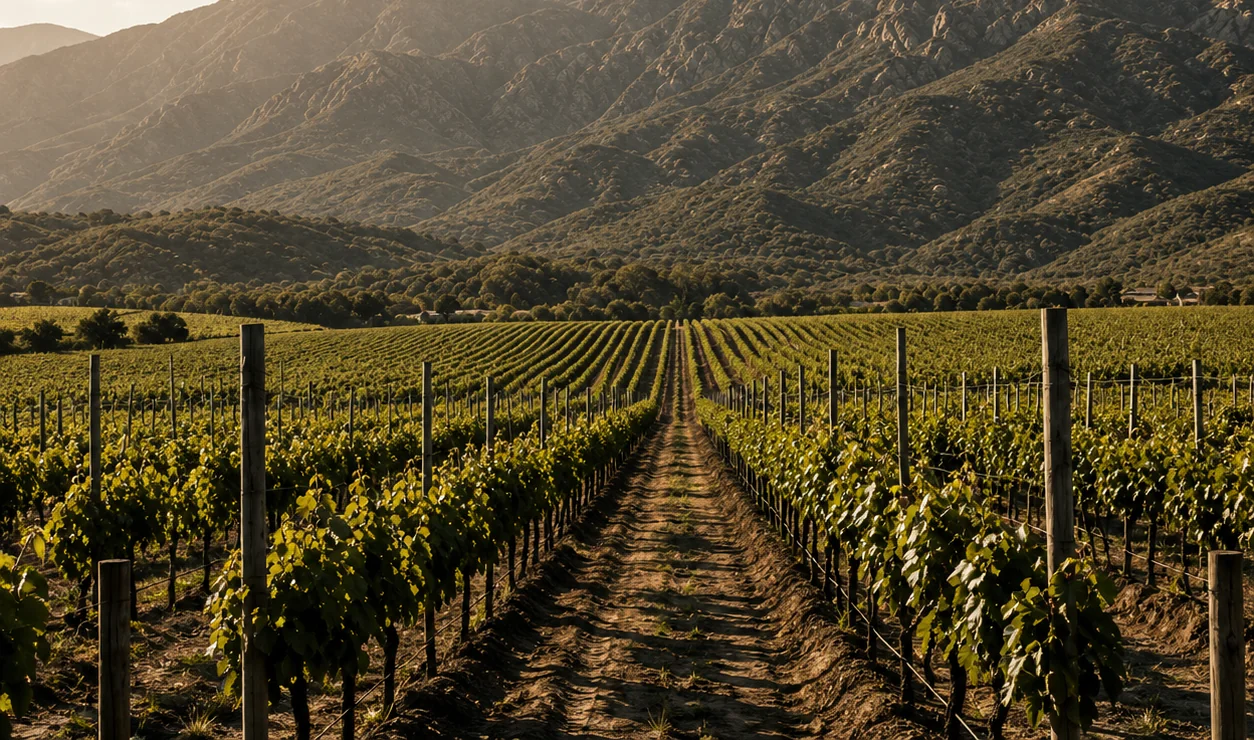 Viñedo del Valle de Guadalupe dividido en secciones