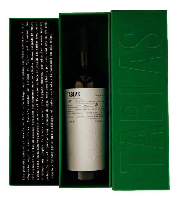 Caja de Tablas con el texto de la etiqueta impreso